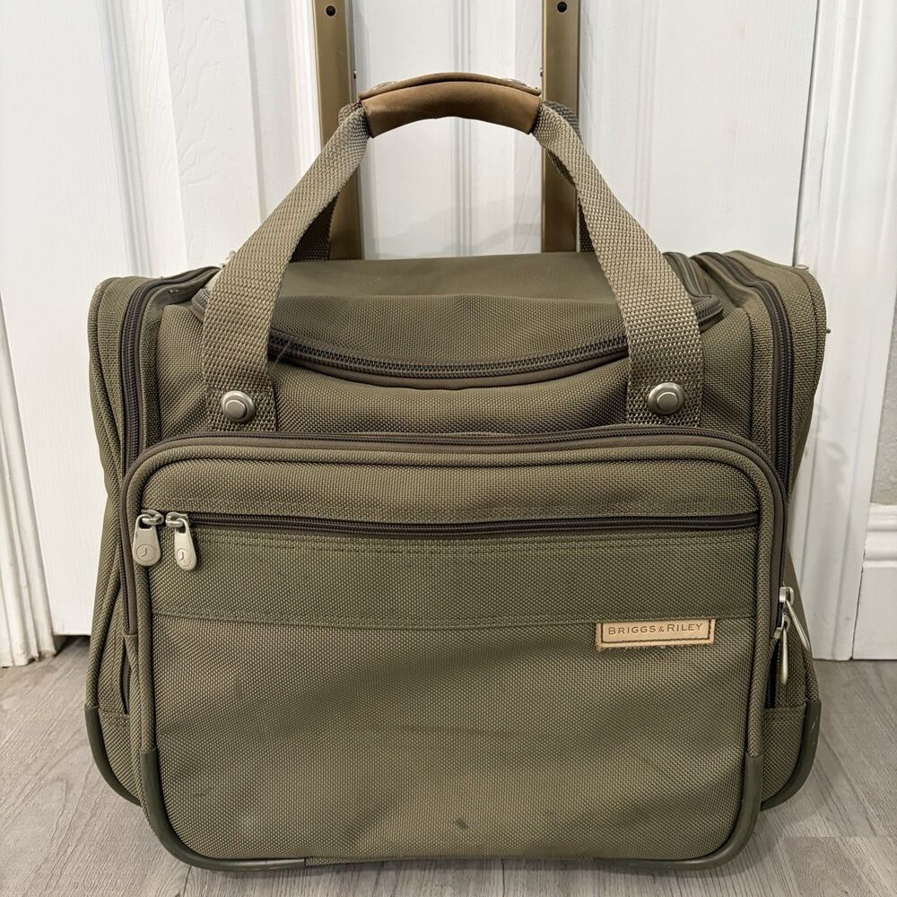 Briggs And Riley Baseline Cabin Handheld Luggage Travel Duffle Olive Green